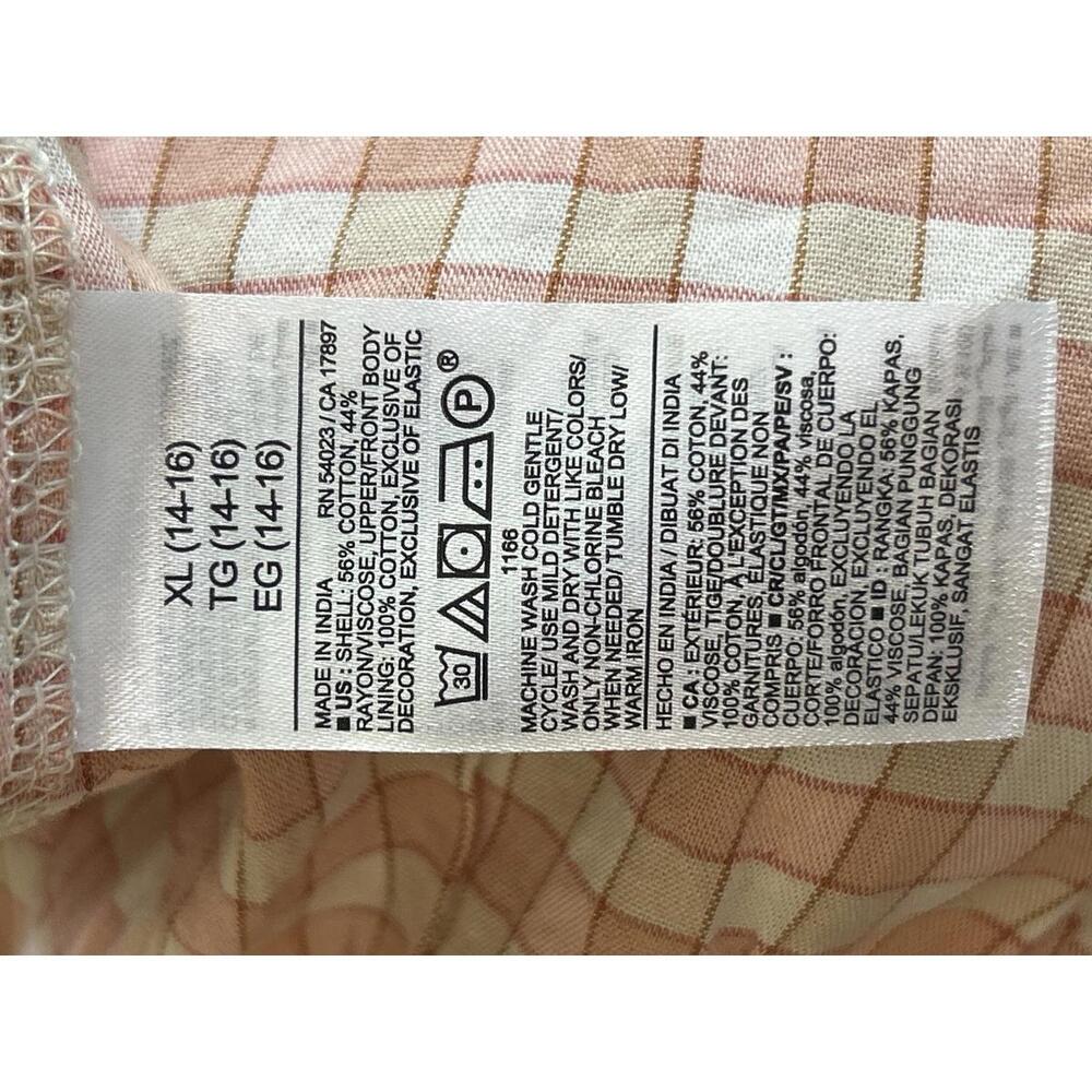 NWT Old Navy Kids Dress XL Orange Pink Gingham Cottagecore - Picture 5 of 5